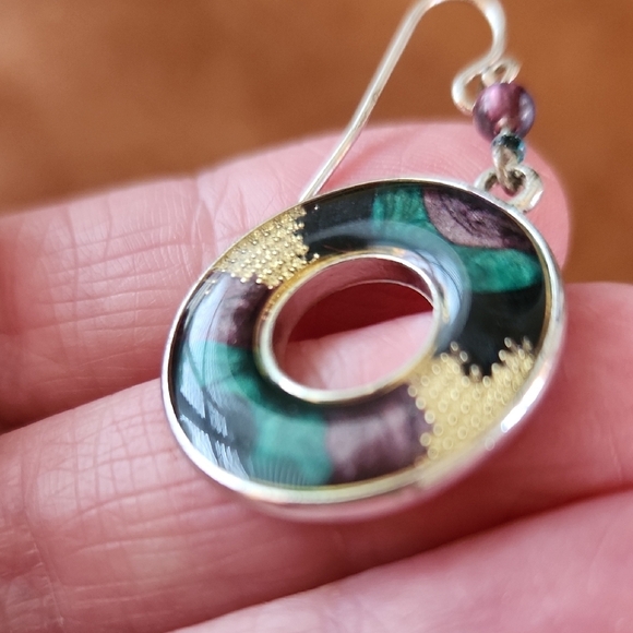 Kenneth Cole Purple and Green HEarrings - Picture 3 of 5